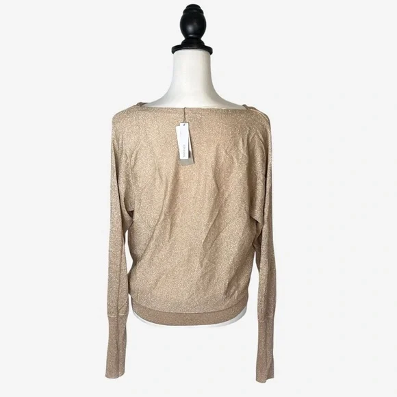 NWT Chicos Ceara Shine Pullover Gold Metallic Cowl Neck Sweater • Size M - Picture 3 of 11